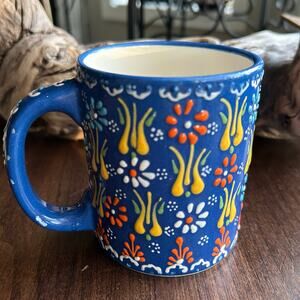 Handmade Turkish Mug Textured Colorful Ceramic Glazed Coffee Cup Myth Arts